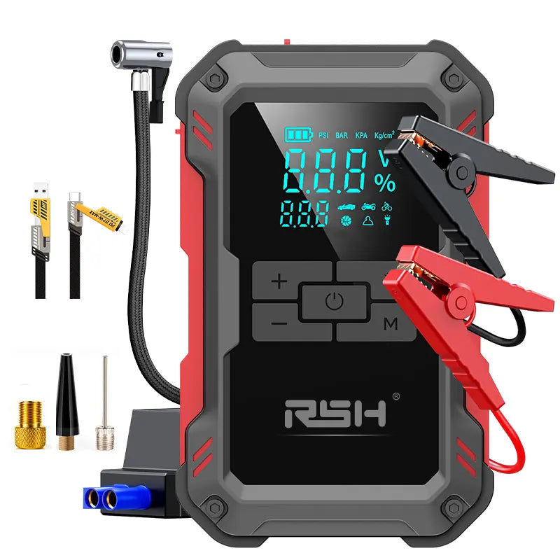 15000mAh Jump Starter with 150 PSI Air Compressor, Fast Charging, Tire Pressure Check & LED Light