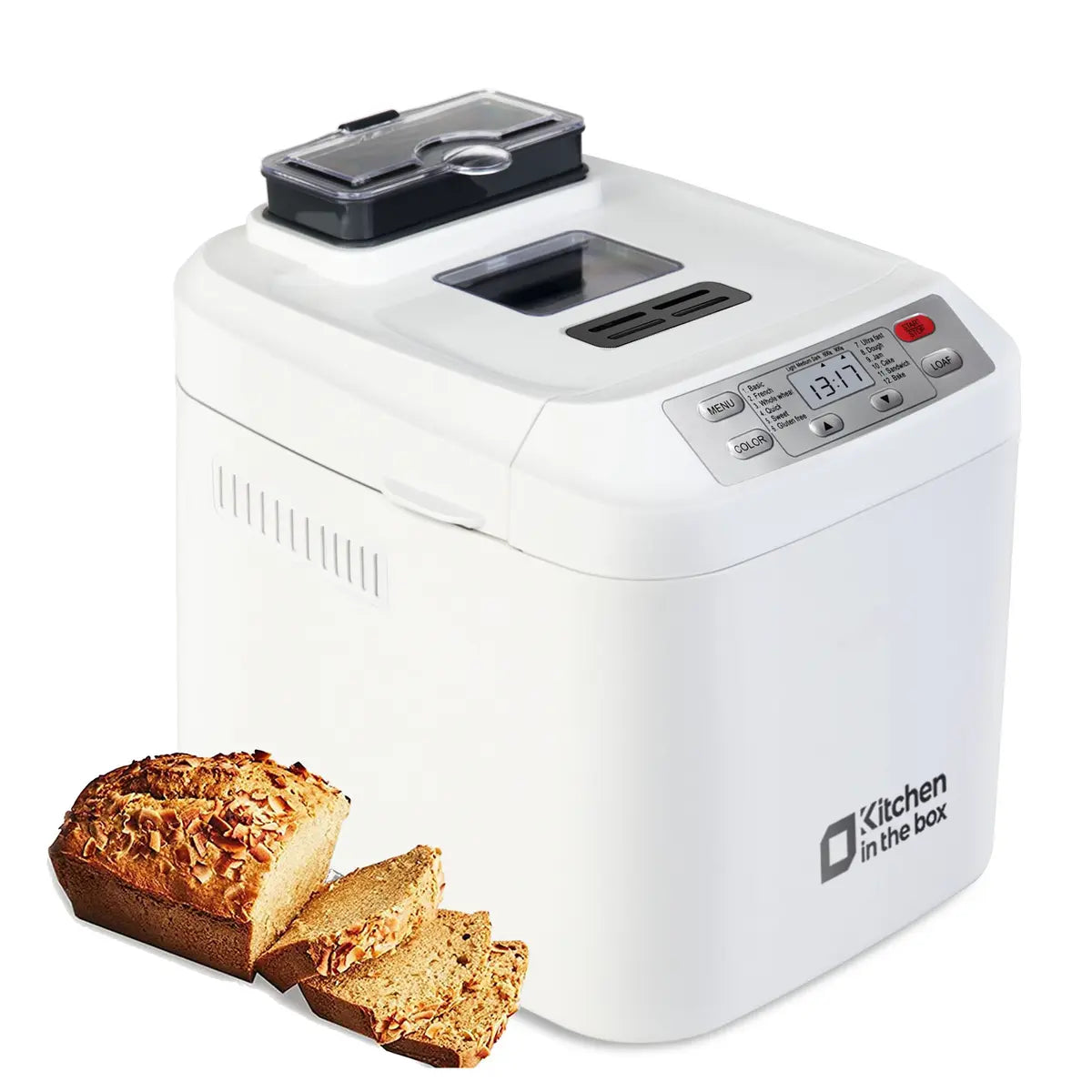 Automatic Bread Maker, 2LB Capacity, 12-in-1, Auto Fruit & Nut Dispenser, 13H Timer, Gluten-Free