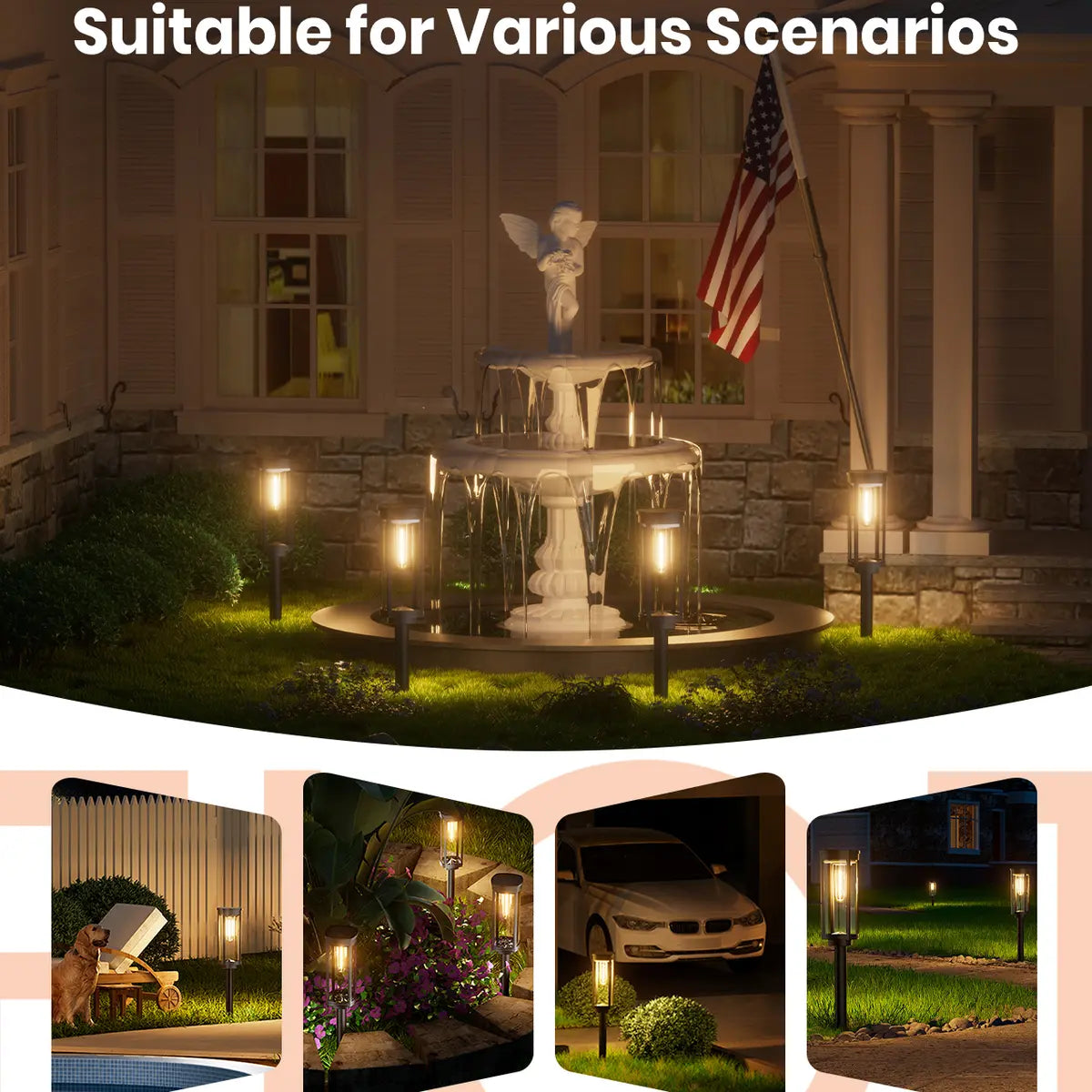 Solar Pathway Lights – Waterproof, Auto On/Off, Rechargeable for Garden & Yard