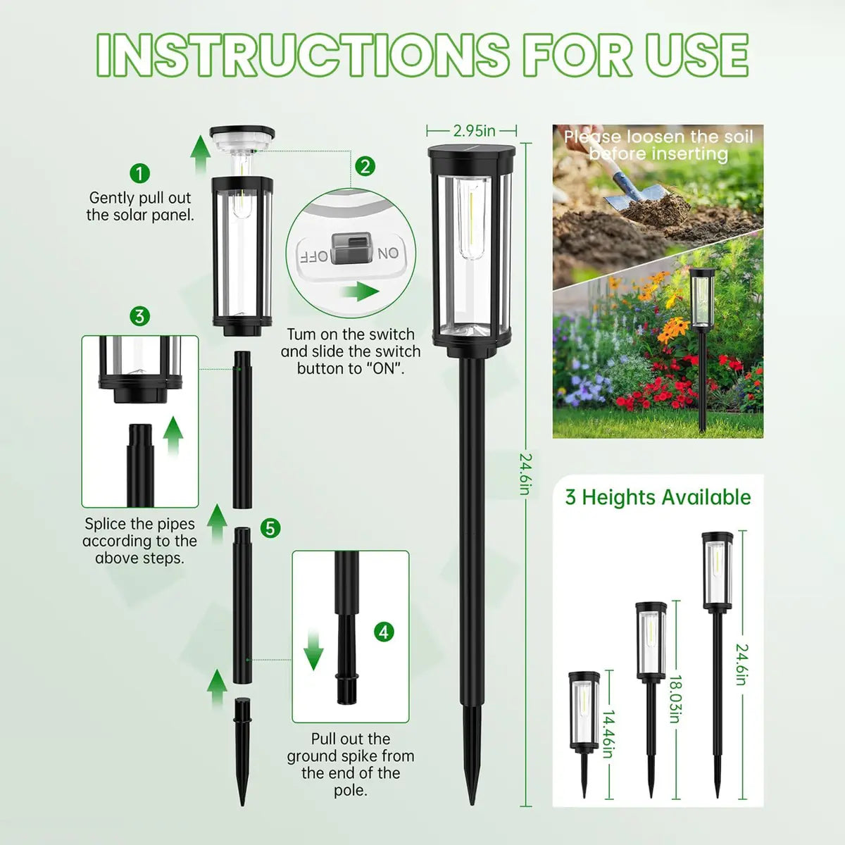 Solar Pathway Lights – Waterproof, Auto On/Off, Rechargeable for Garden & Yard