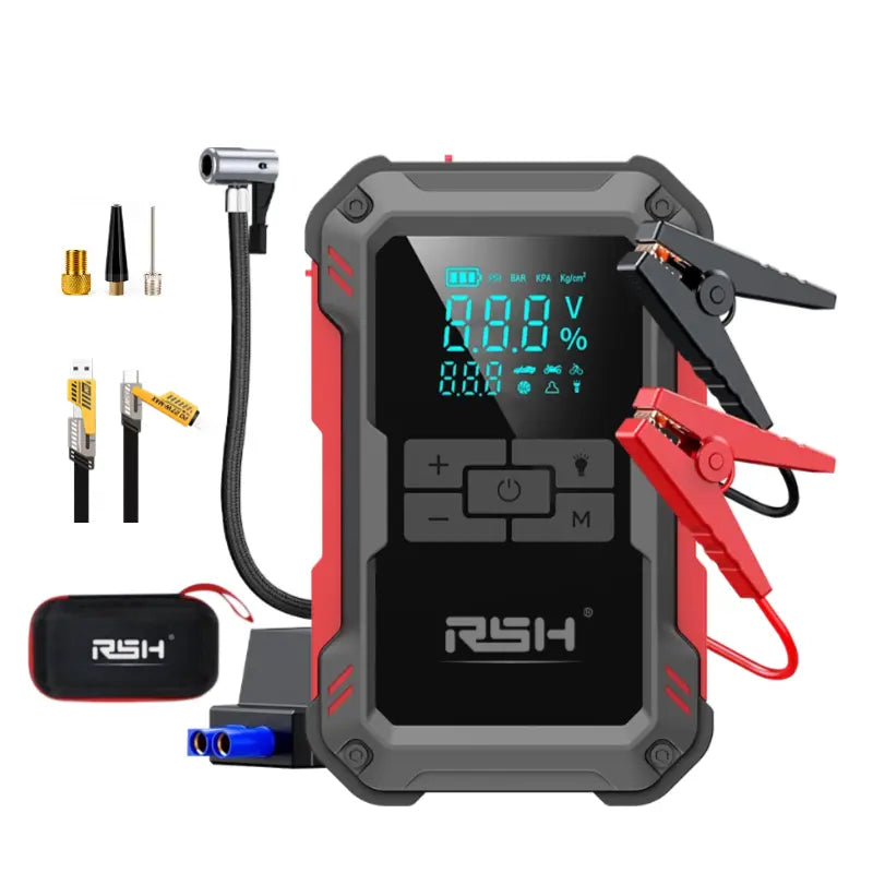 15000mAh Jump Starter with 150 PSI Air Compressor, Fast Charging, Tire Pressure Check & LED Light