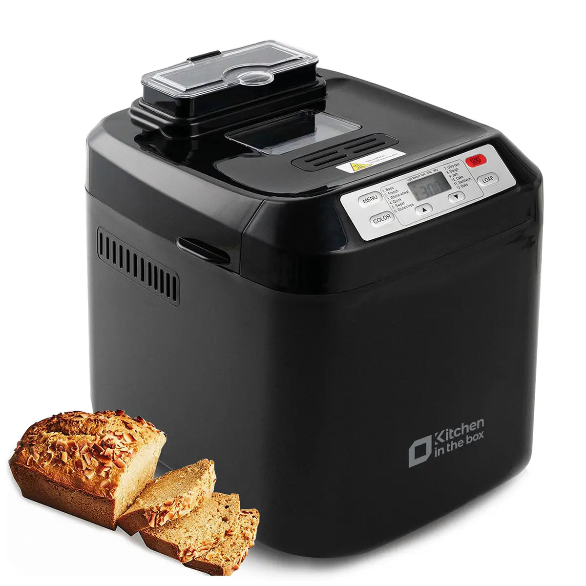 Automatic Bread Maker, 2LB Capacity, 12-in-1, Auto Fruit & Nut Dispenser, 13H Timer, Gluten-Free