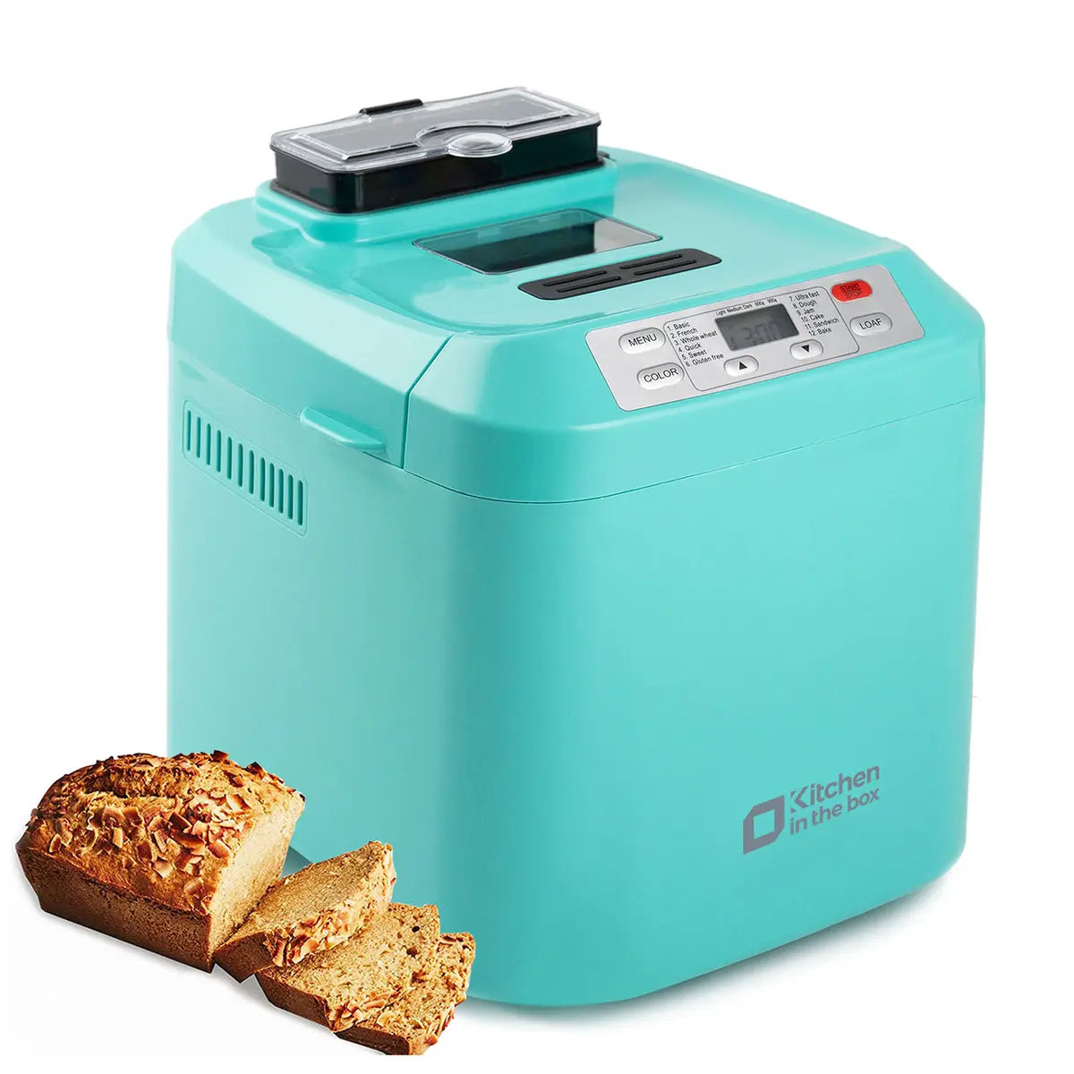 Automatic Bread Maker, 2LB Capacity, 12-in-1, Auto Fruit & Nut Dispenser, 13H Timer, Gluten-Free