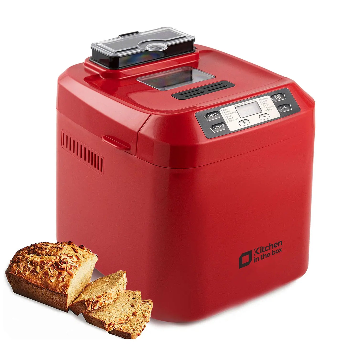 Automatic Bread Maker, 2LB Capacity, 12-in-1, Auto Fruit & Nut Dispenser, 13H Timer, Gluten-Free